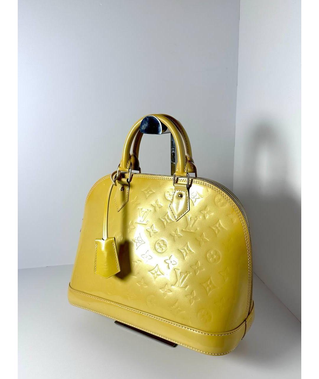 LOUIS VUITTON Желтая сумка с короткими ручками из лакированной кожи, фото 7