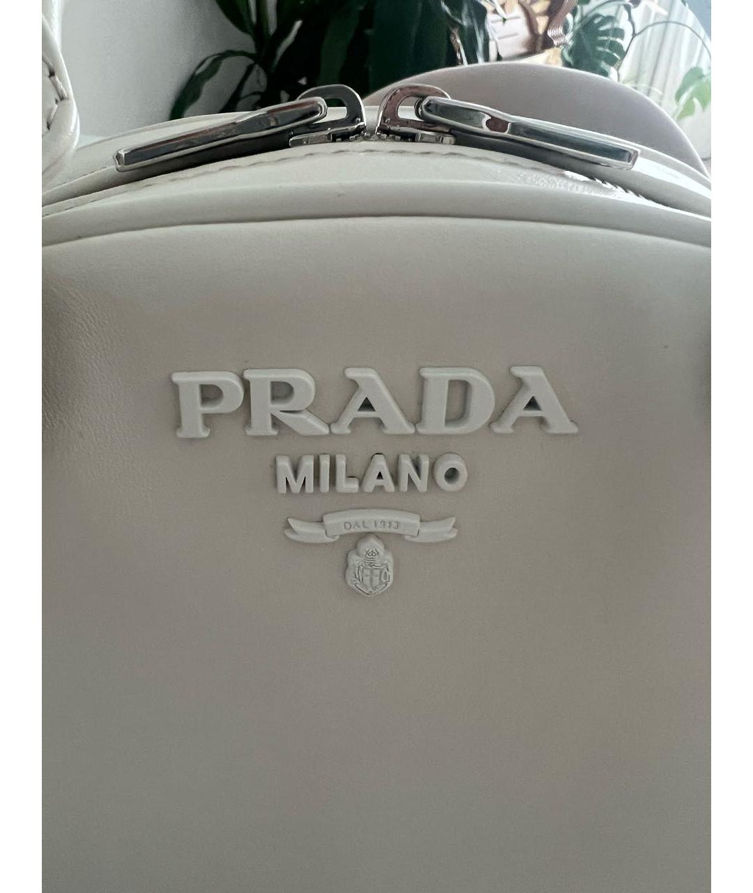 PRADA Белая кожаная сумка с короткими ручками, фото 6