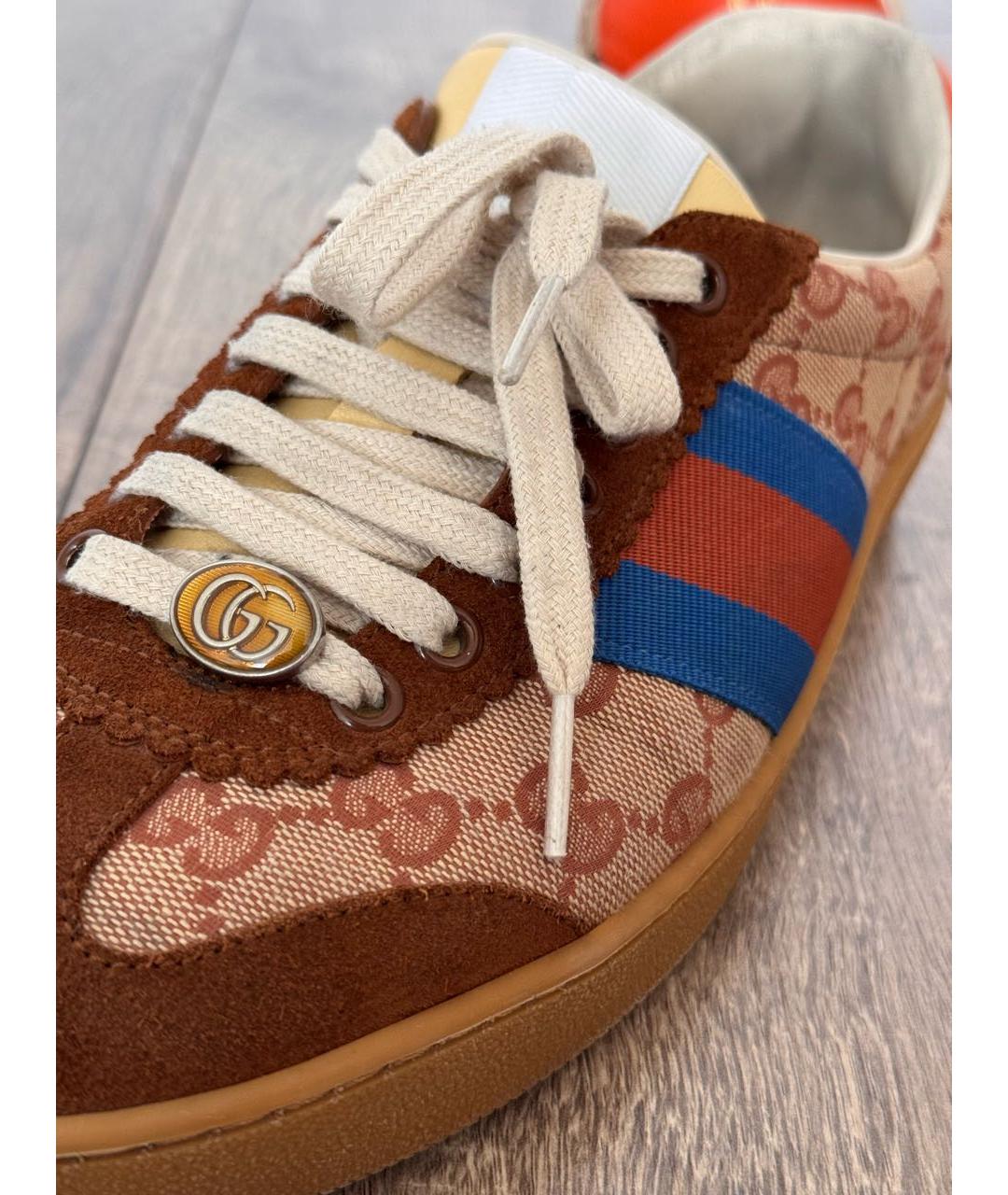 GUCCI Коричневые замшевые низкие кроссовки / кеды, фото 5