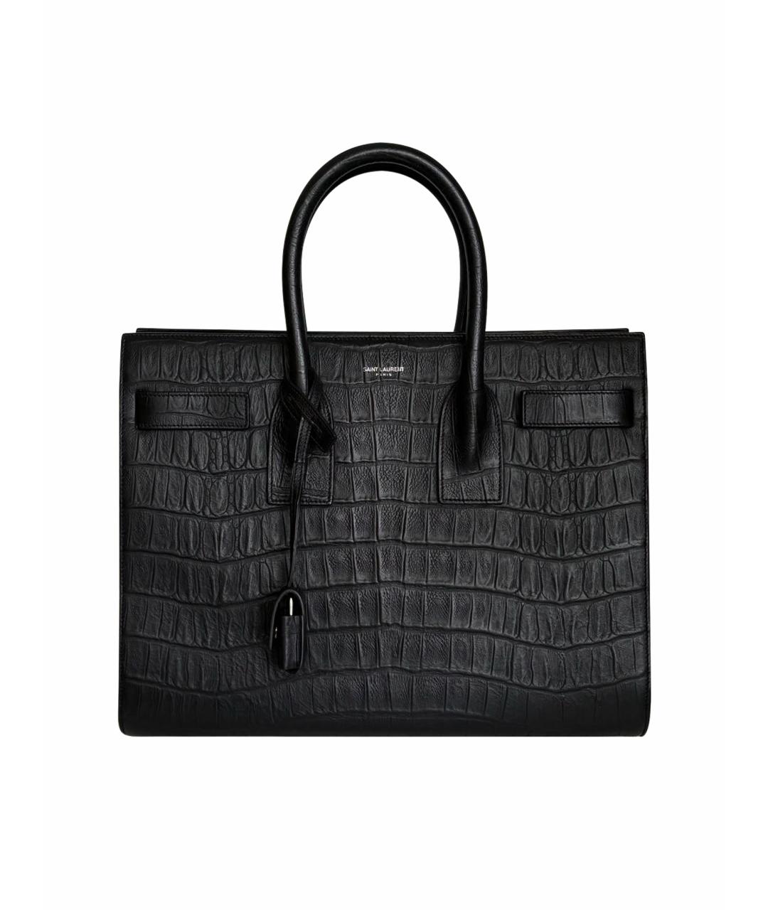 SAINT LAURENT Черная кожаная сумка с короткими ручками, фото 1