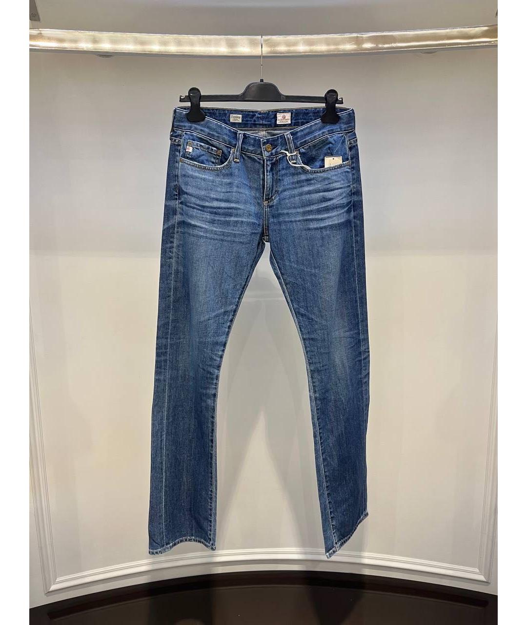 AG JEANS Синие прямые джинсы, фото 4