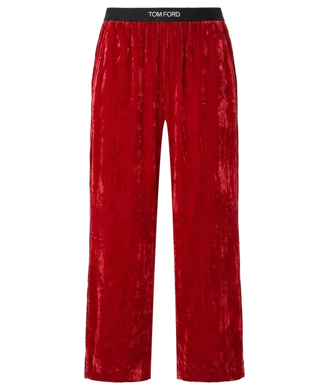 TOM FORD Красные бархатные прямые брюки, фото 1