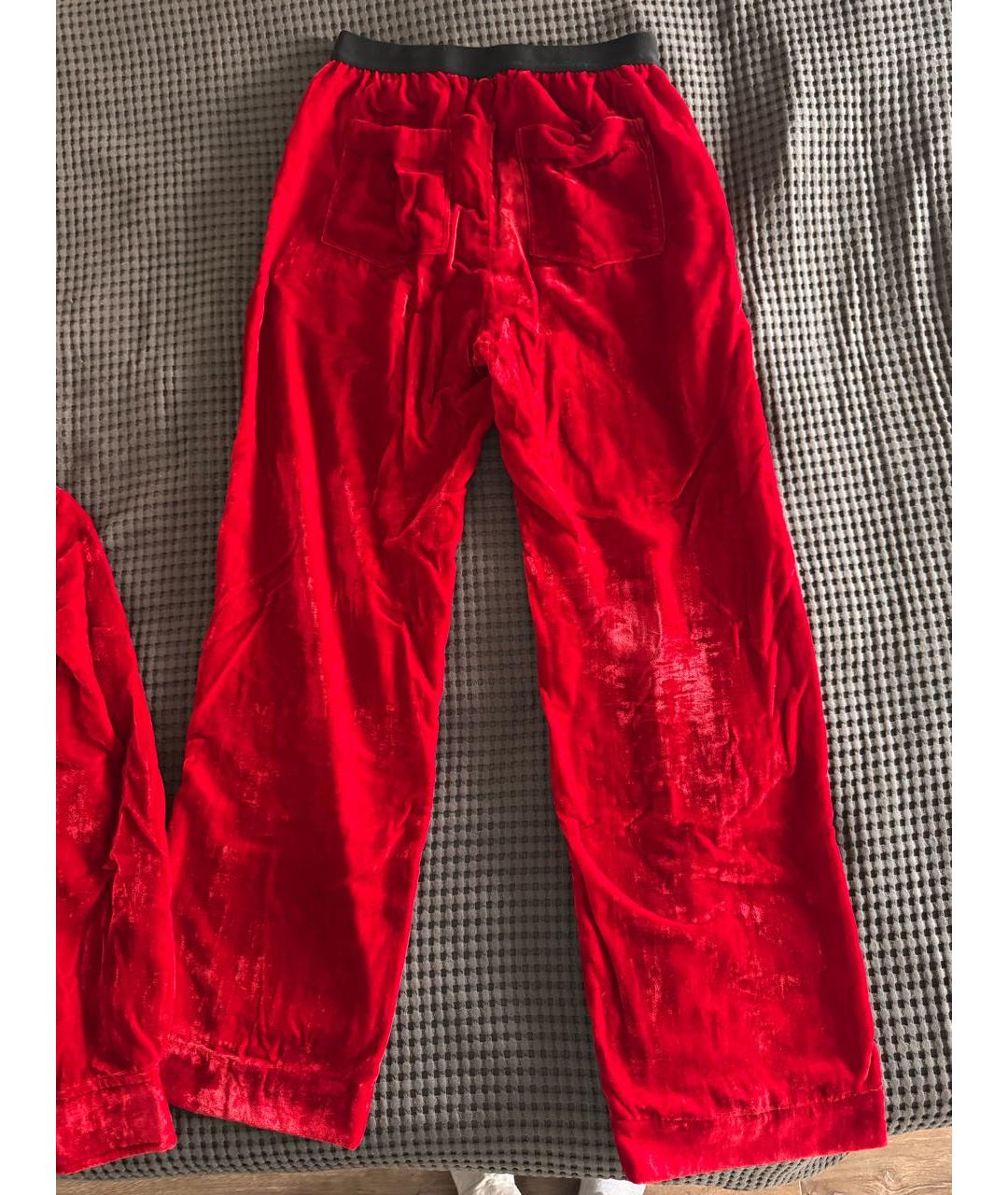 TOM FORD Красные бархатные прямые брюки, фото 3