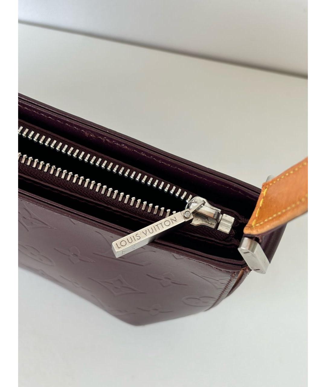 LOUIS VUITTON Бордовая кожаная сумка с короткими ручками, фото 4