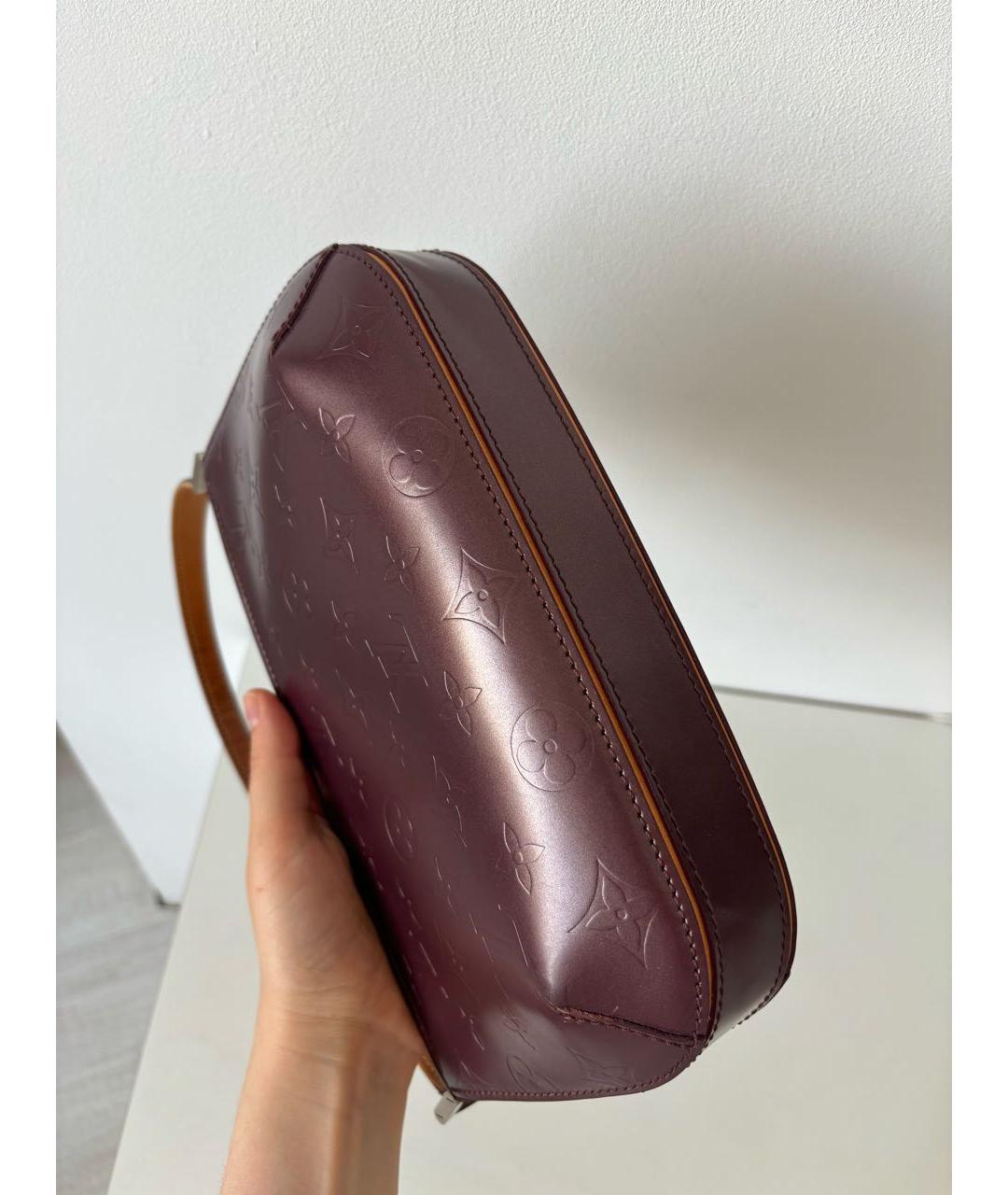 LOUIS VUITTON Бордовая кожаная сумка с короткими ручками, фото 5