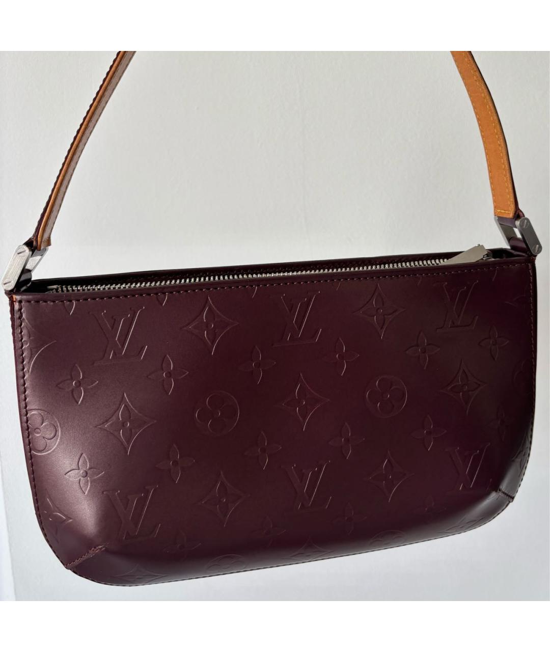 LOUIS VUITTON Бордовая кожаная сумка с короткими ручками, фото 2