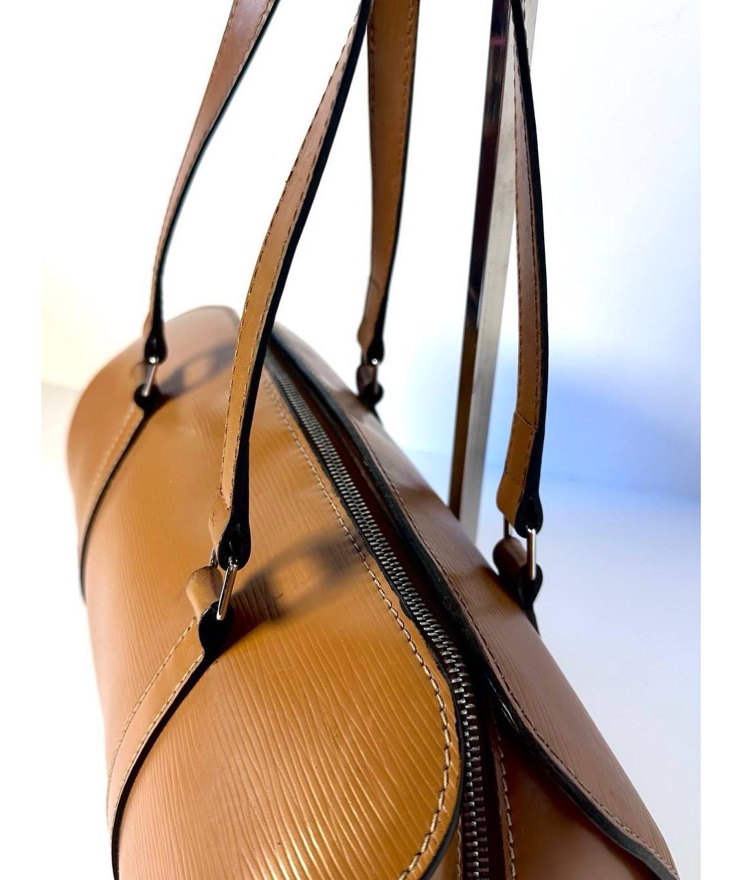 LOUIS VUITTON Коричневая кожаная сумка через плечо, фото 7