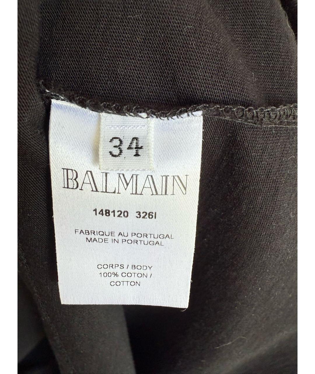 BALMAIN Черная хлопковая футболка, фото 4