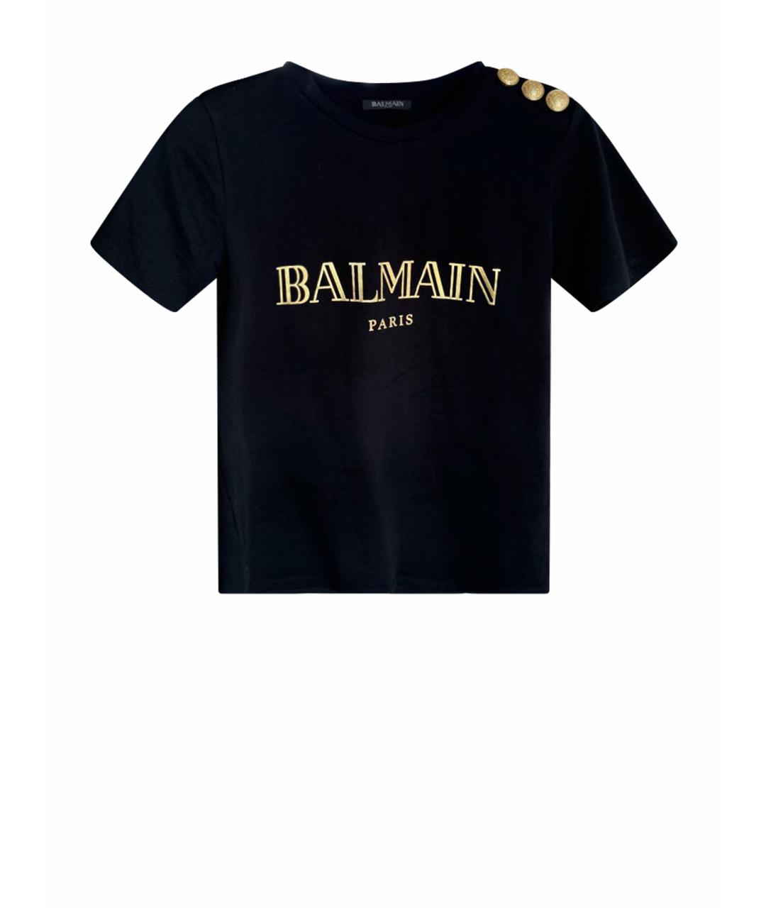 BALMAIN Черная хлопковая футболка, фото 1