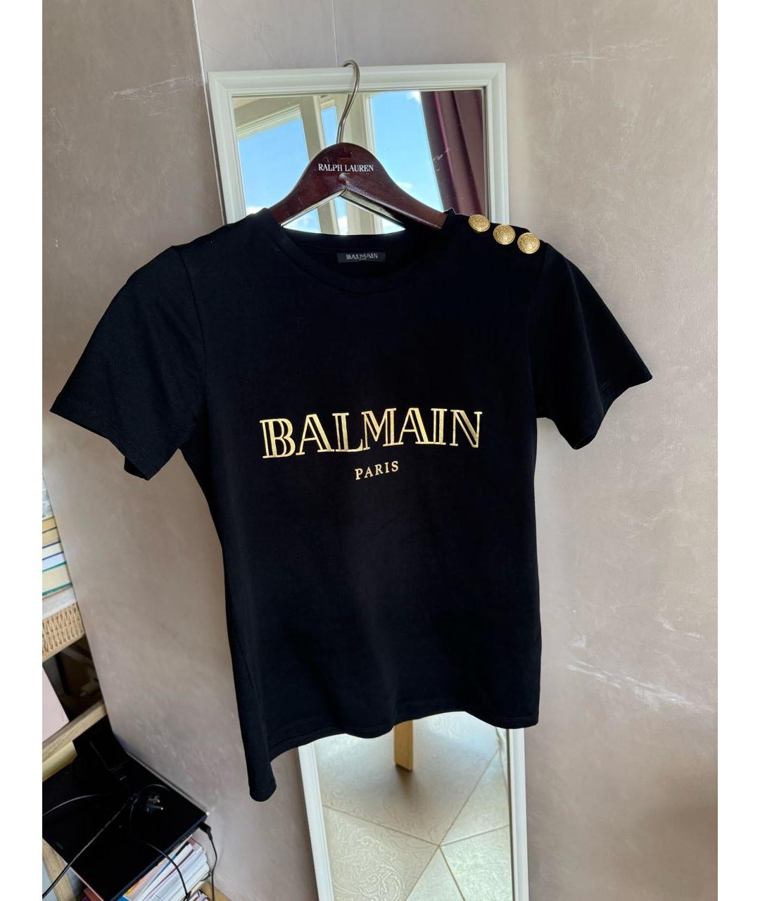 BALMAIN Черная хлопковая футболка, фото 5