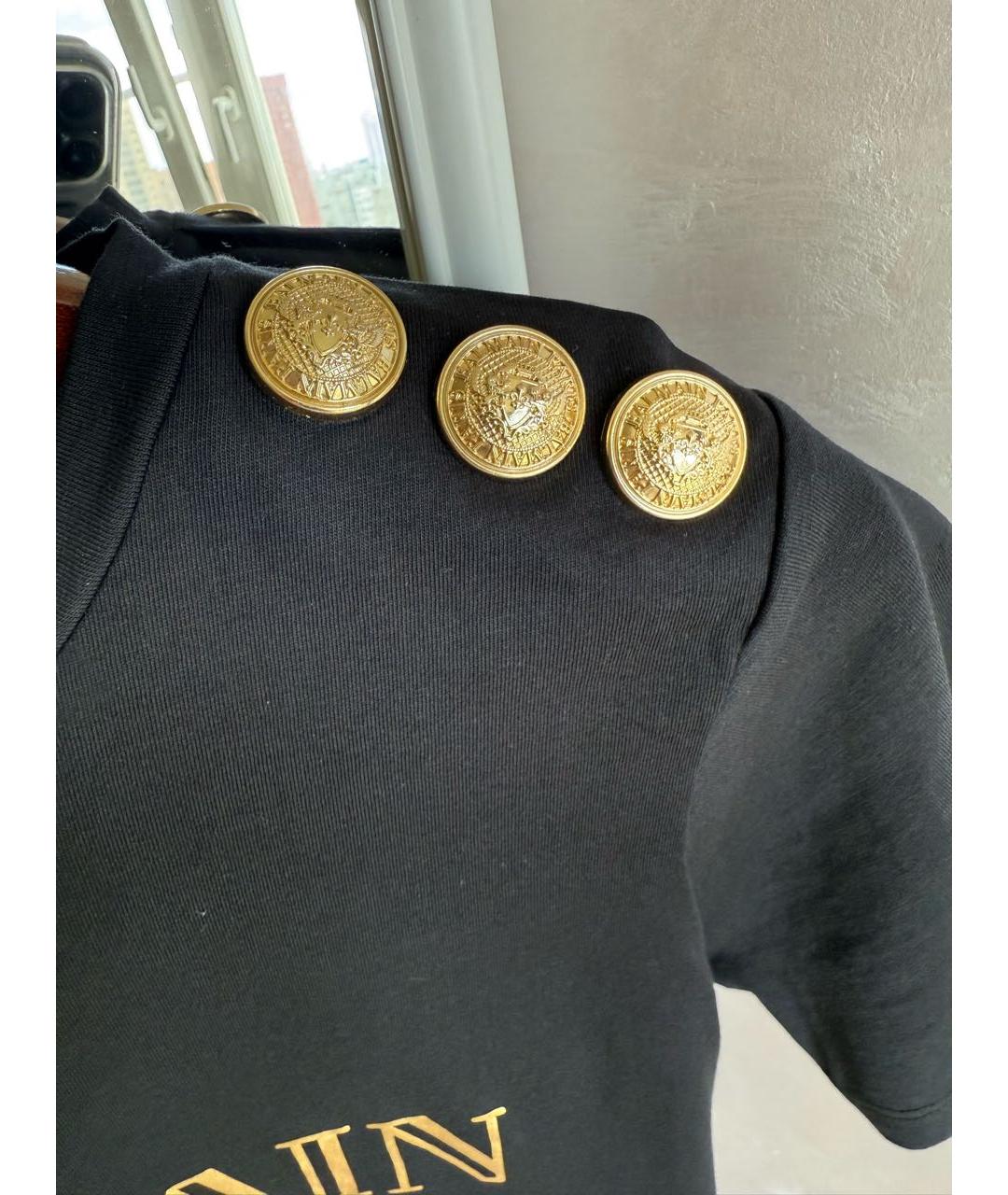 BALMAIN Черная хлопковая футболка, фото 3