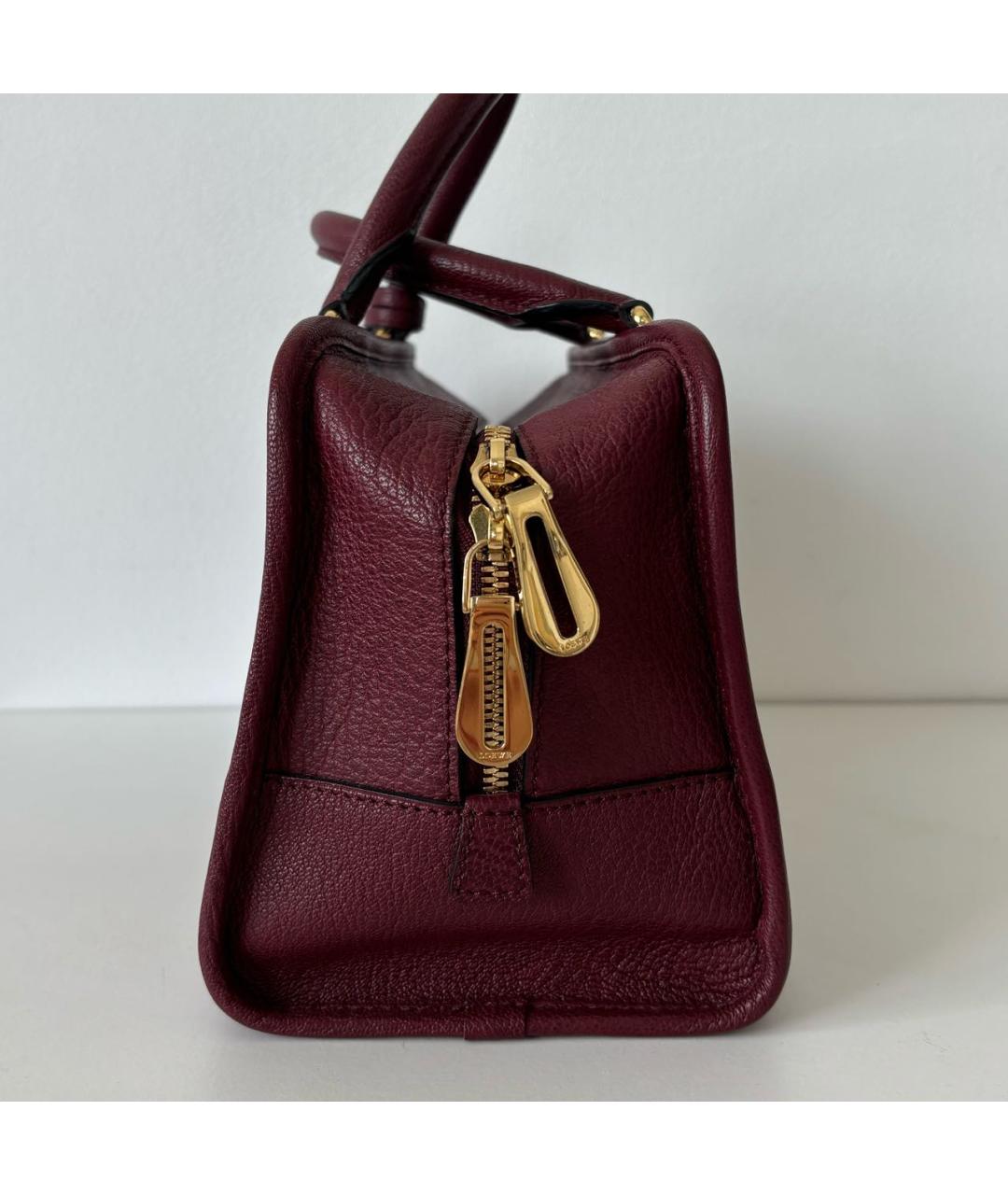 LOEWE Бордовая кожаная сумка с короткими ручками, фото 5