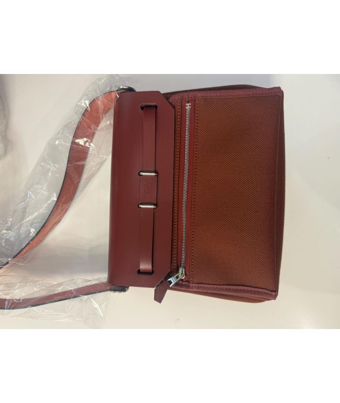 HERMES Бордовая тканевая сумка через плечо, фото 2