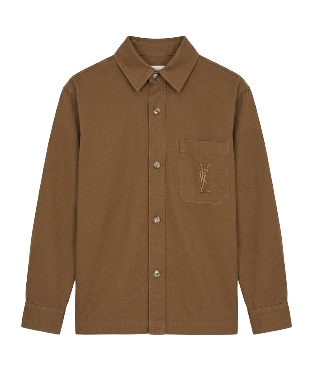 SAINT LAURENT Хаки хлопковая рубашка, фото 1