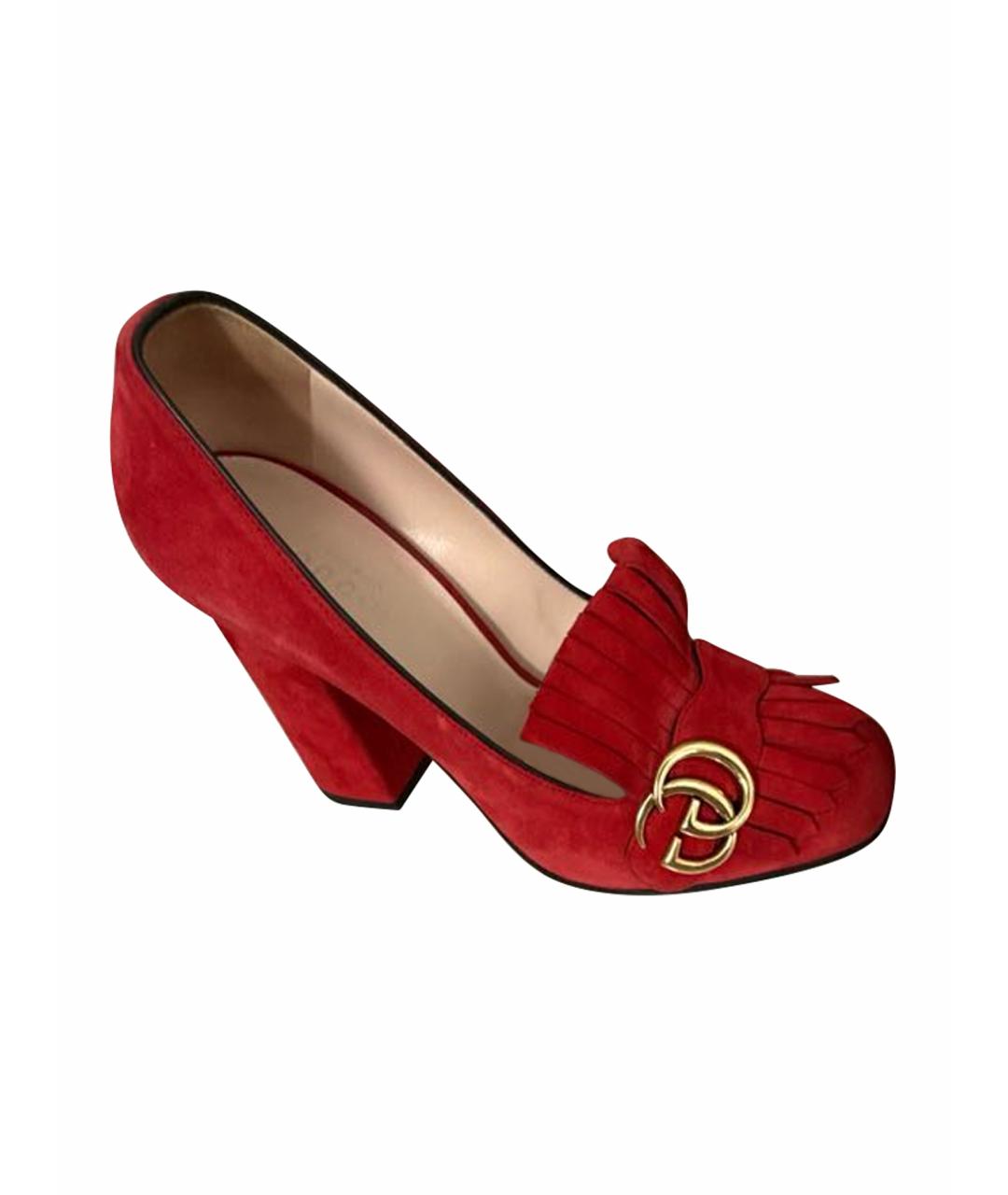 GUCCI Красные замшевые туфли, фото 6
