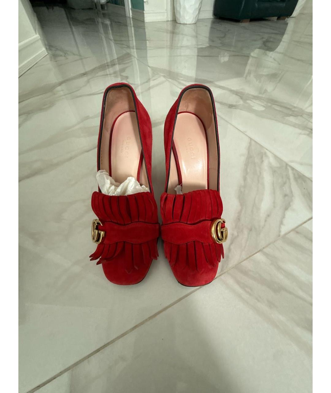 GUCCI Красные замшевые туфли, фото 2
