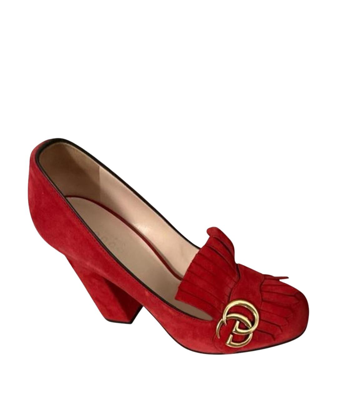 GUCCI Красные замшевые туфли, фото 1