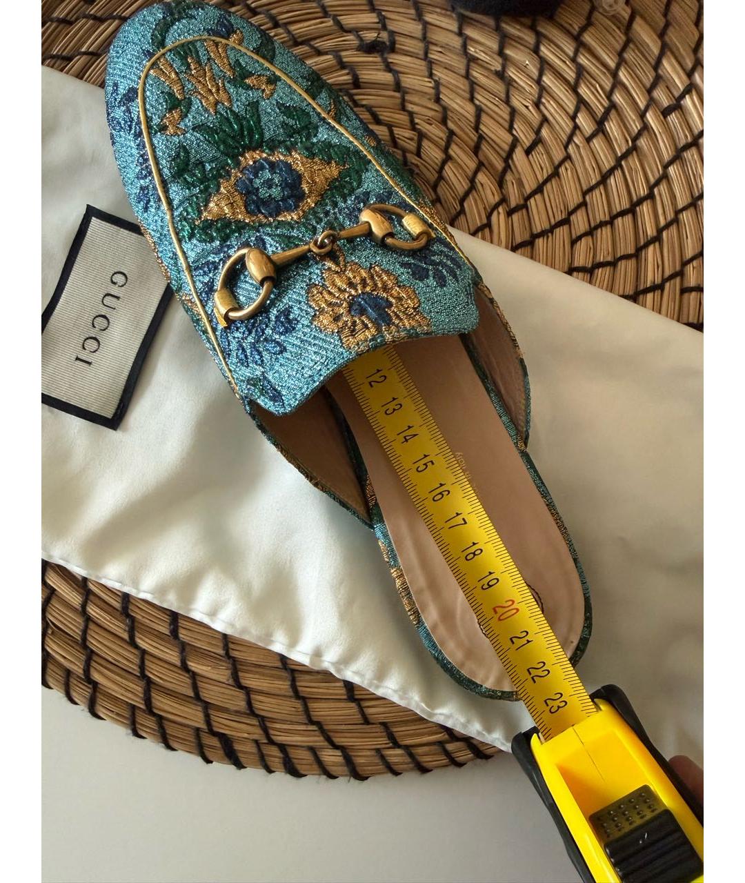 GUCCI Синие текстильные сабо, фото 8