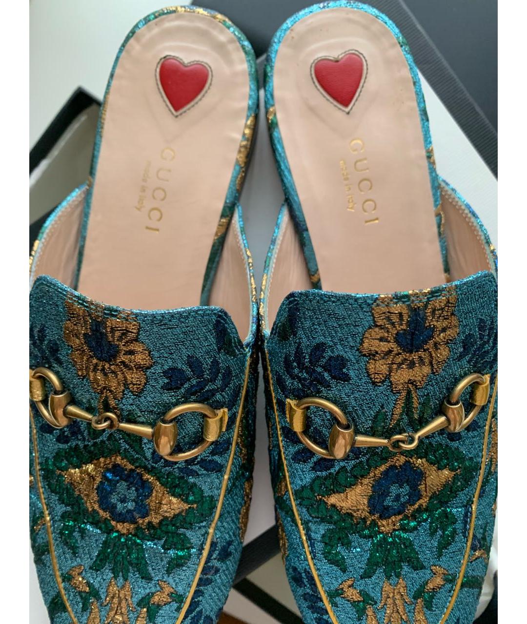 GUCCI Синие текстильные сабо, фото 4