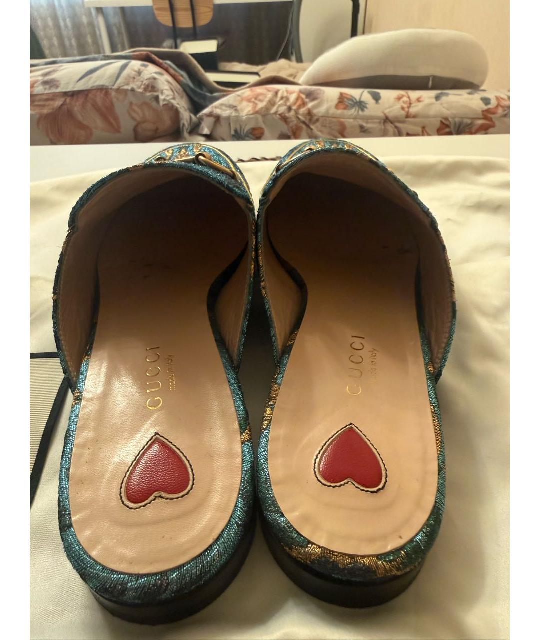 GUCCI Синие текстильные сабо, фото 5