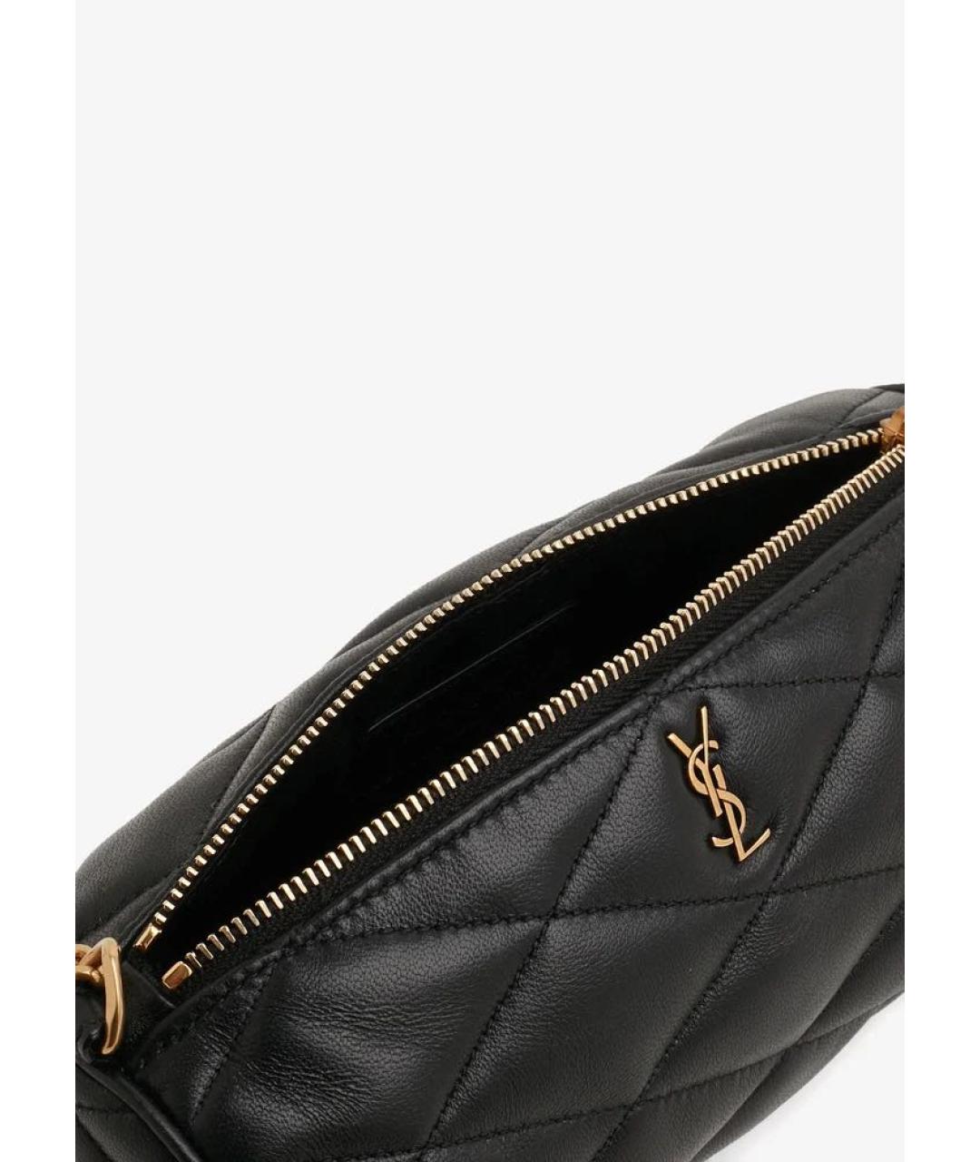 SAINT LAURENT Черная кожаная сумка с короткими ручками, фото 3