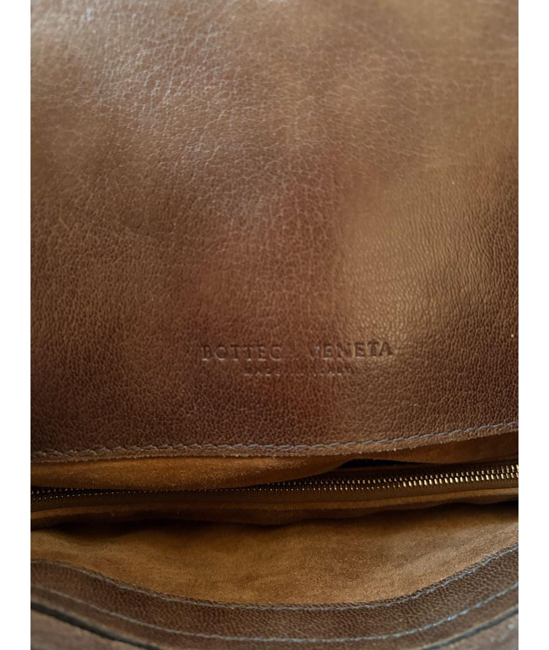 BOTTEGA VENETA Коричневая кожаная сумка с короткими ручками, фото 5