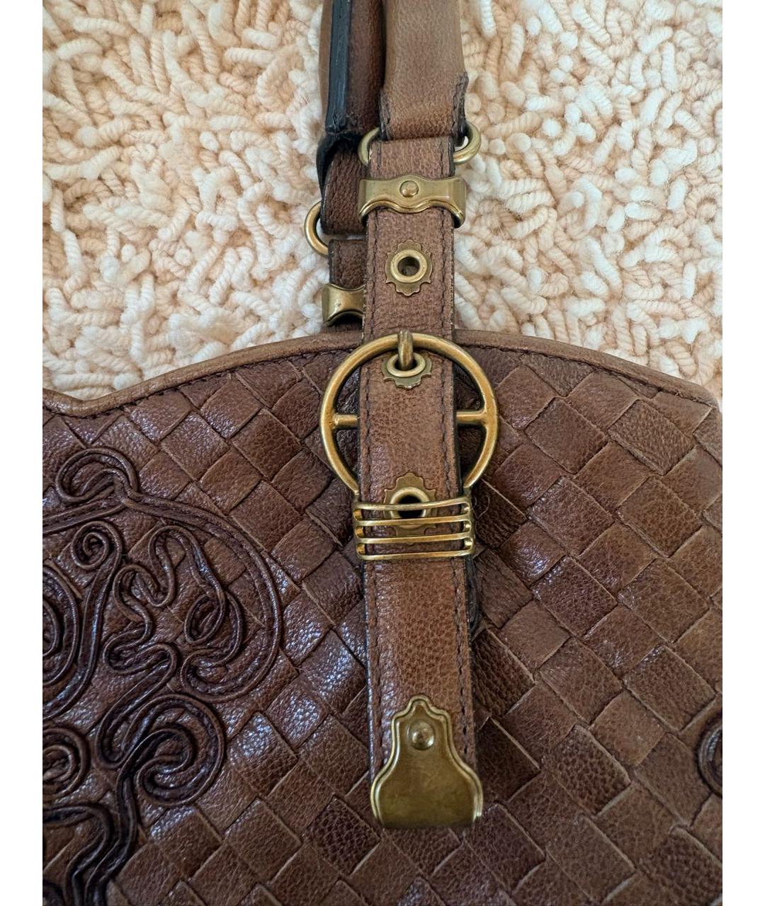 BOTTEGA VENETA Коричневая кожаная сумка с короткими ручками, фото 6