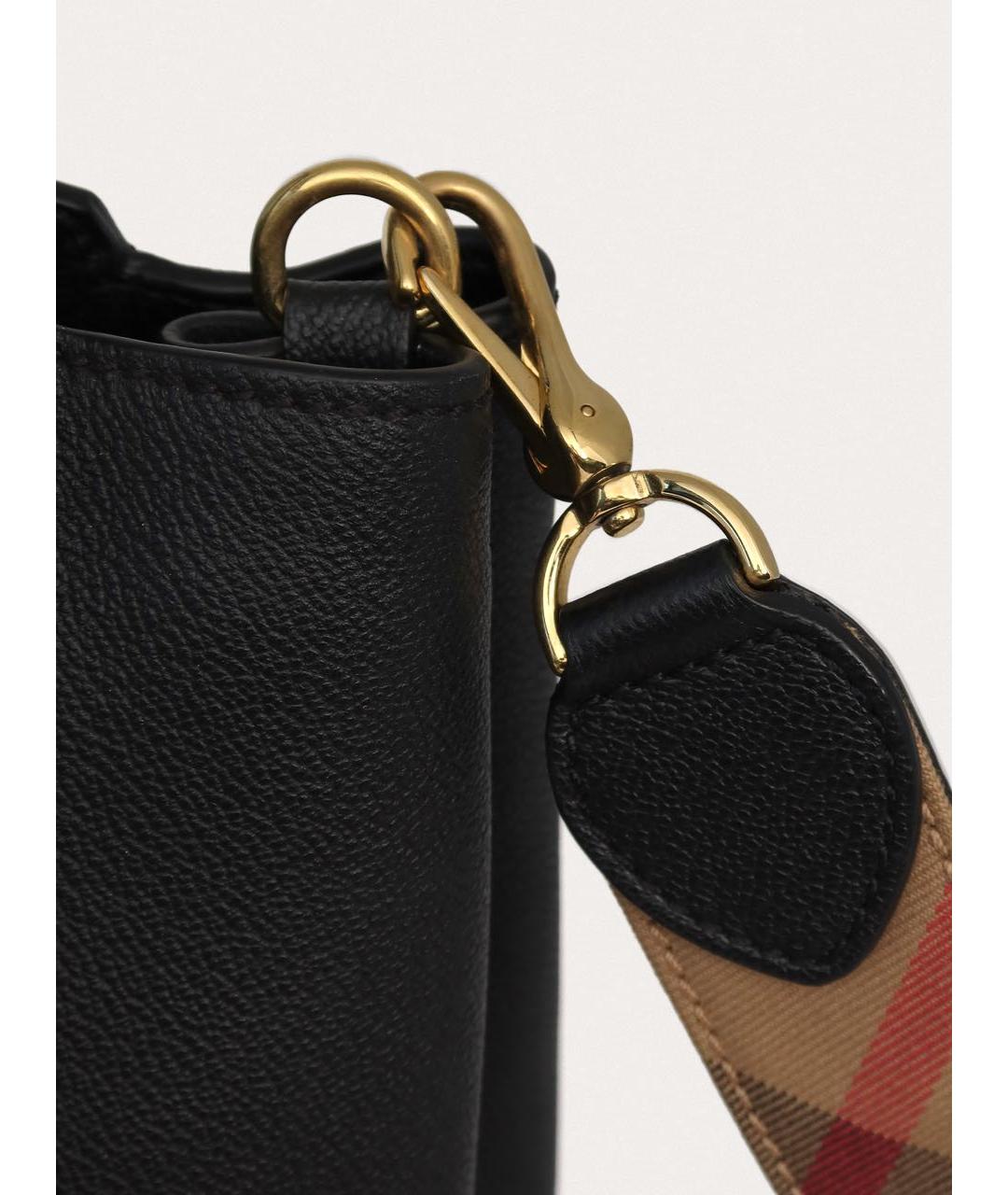 BURBERRY Черная кожаная сумка с короткими ручками, фото 6