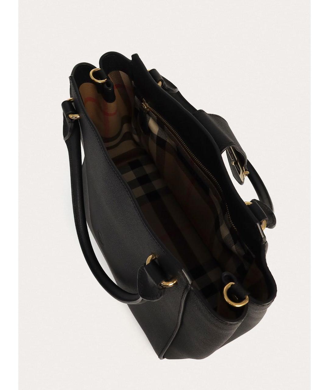 BURBERRY Черная кожаная сумка с короткими ручками, фото 4