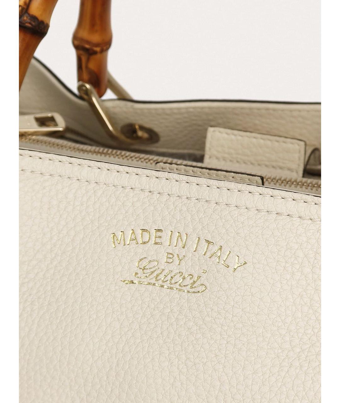 GUCCI Бежевая кожаная сумка тоут, фото 6