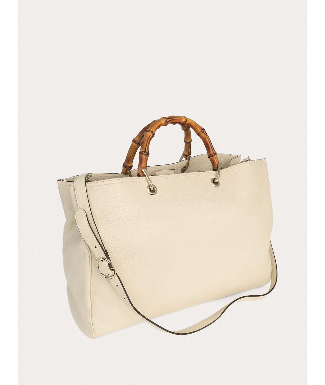 GUCCI Бежевая кожаная сумка тоут, фото 3