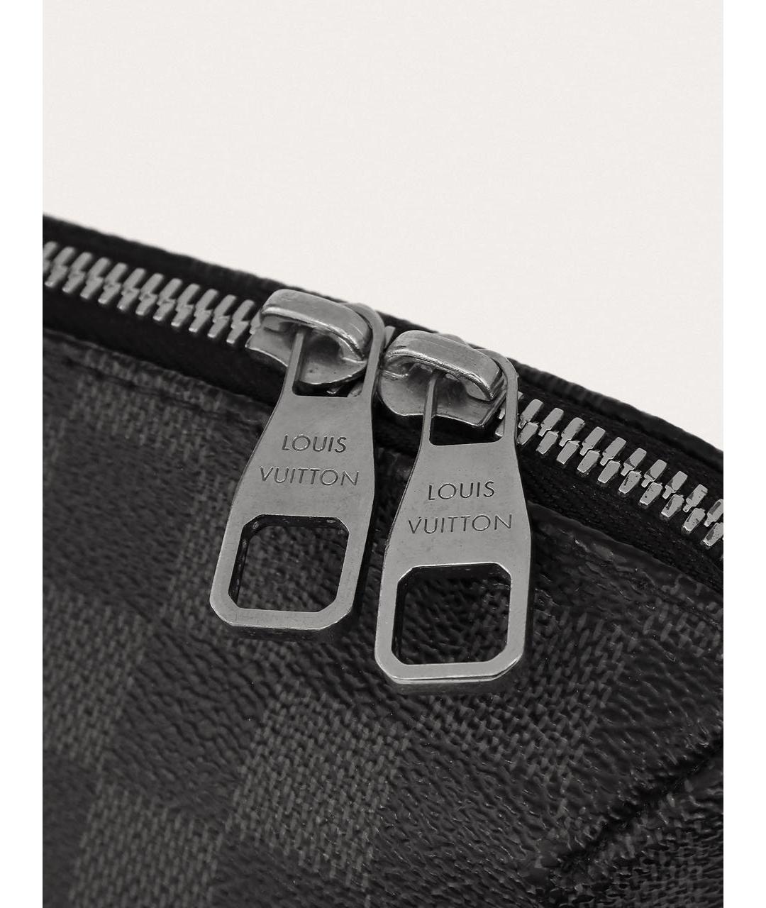 LOUIS VUITTON Черный кожаный портфель, фото 8