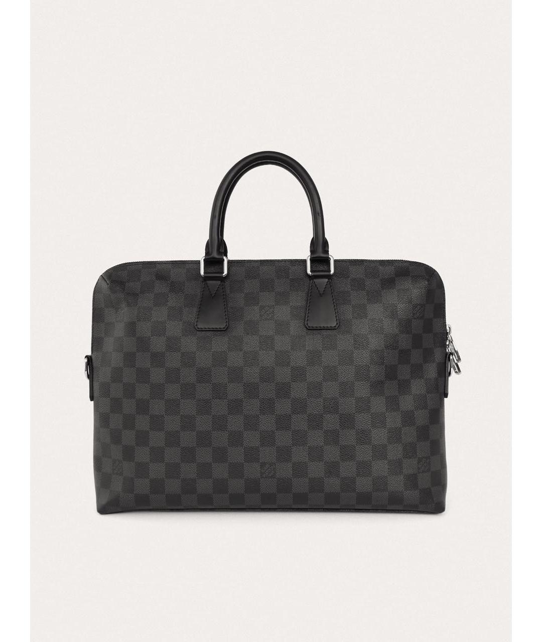 LOUIS VUITTON Черный кожаный портфель, фото 3