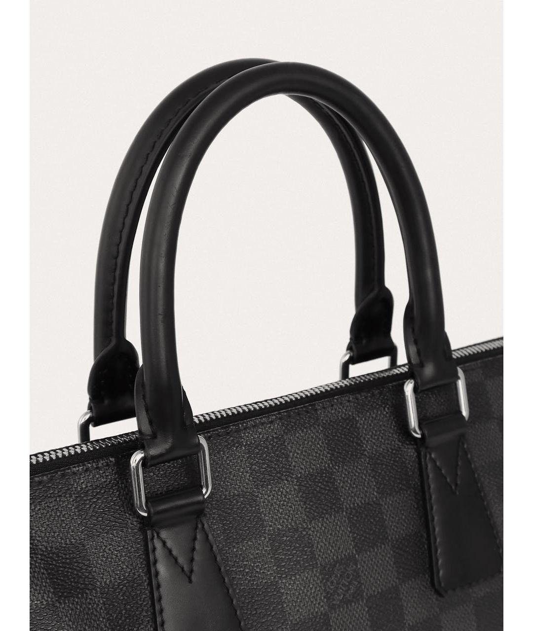 LOUIS VUITTON Черный кожаный портфель, фото 7