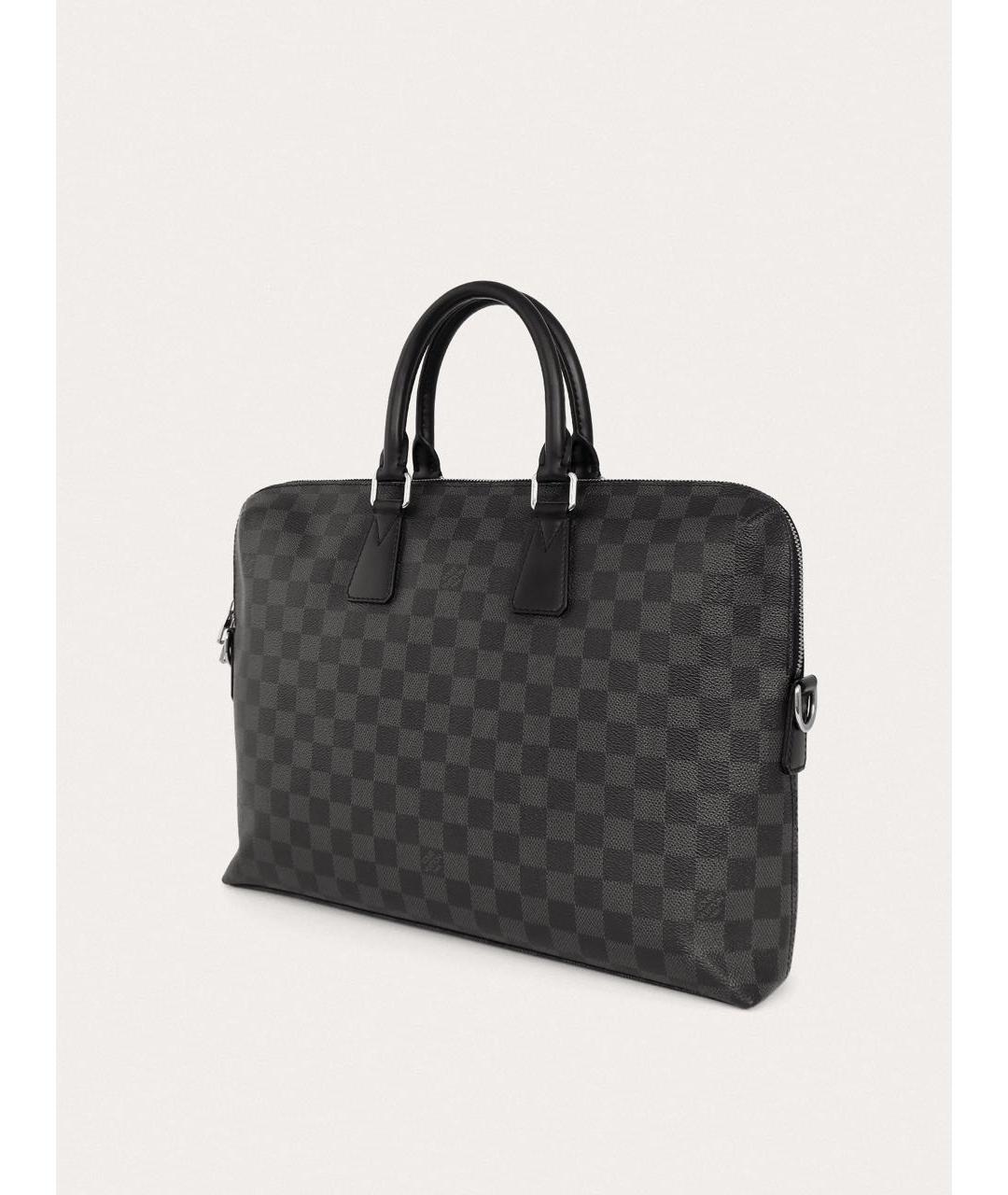 LOUIS VUITTON Черный кожаный портфель, фото 2