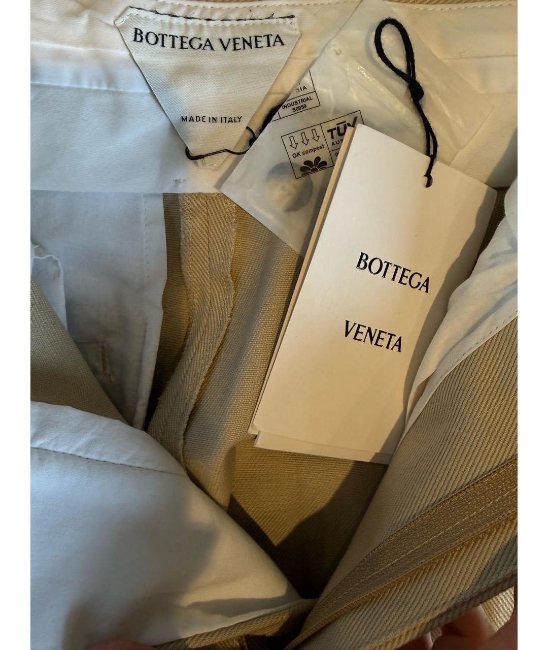 BOTTEGA VENETA Бежевые хлопковые брюки широкие, фото 3