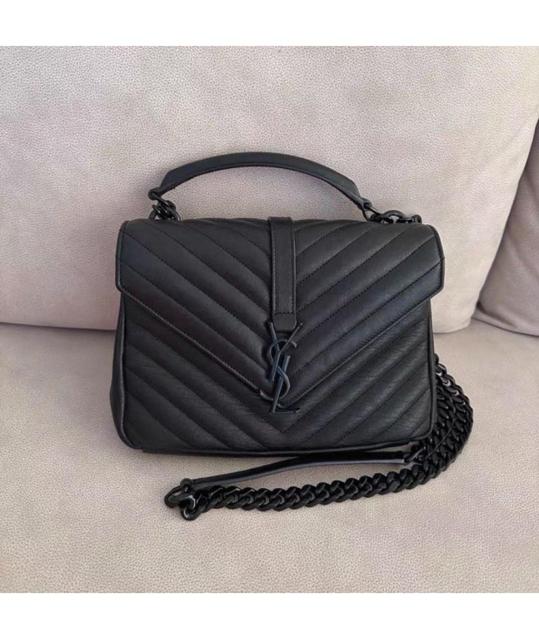 SAINT LAURENT Черная кожаная сумка через плечо, фото 2