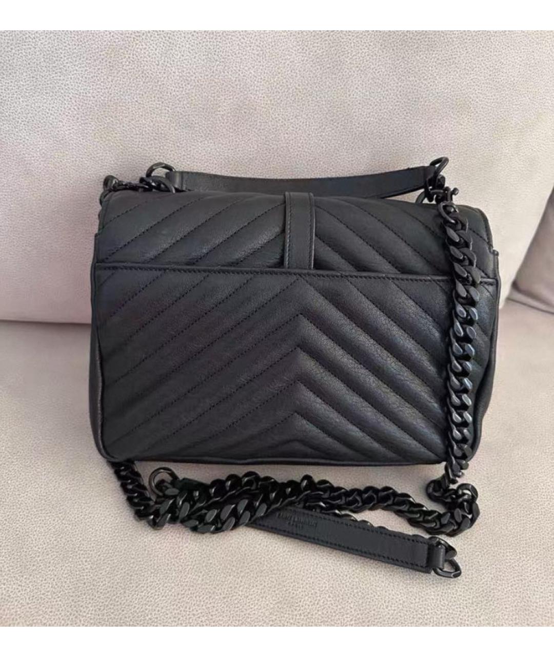 SAINT LAURENT Черная кожаная сумка через плечо, фото 3