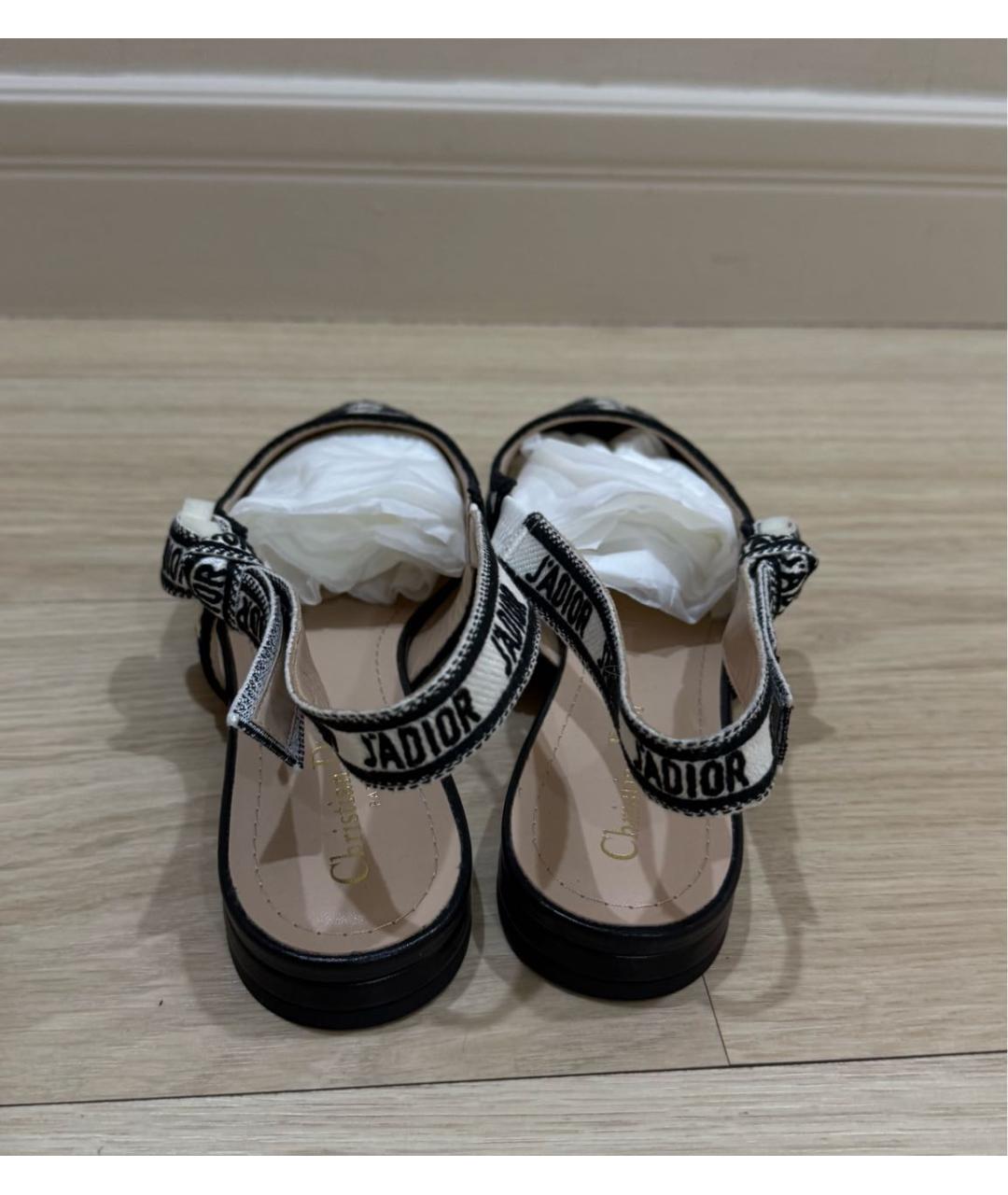 CHRISTIAN DIOR Белые текстильные мюли, фото 4