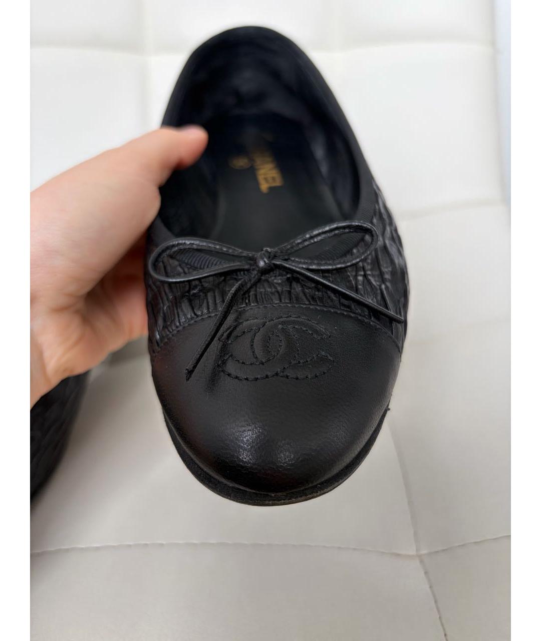 CHANEL Черные кожаные балетки, фото 7