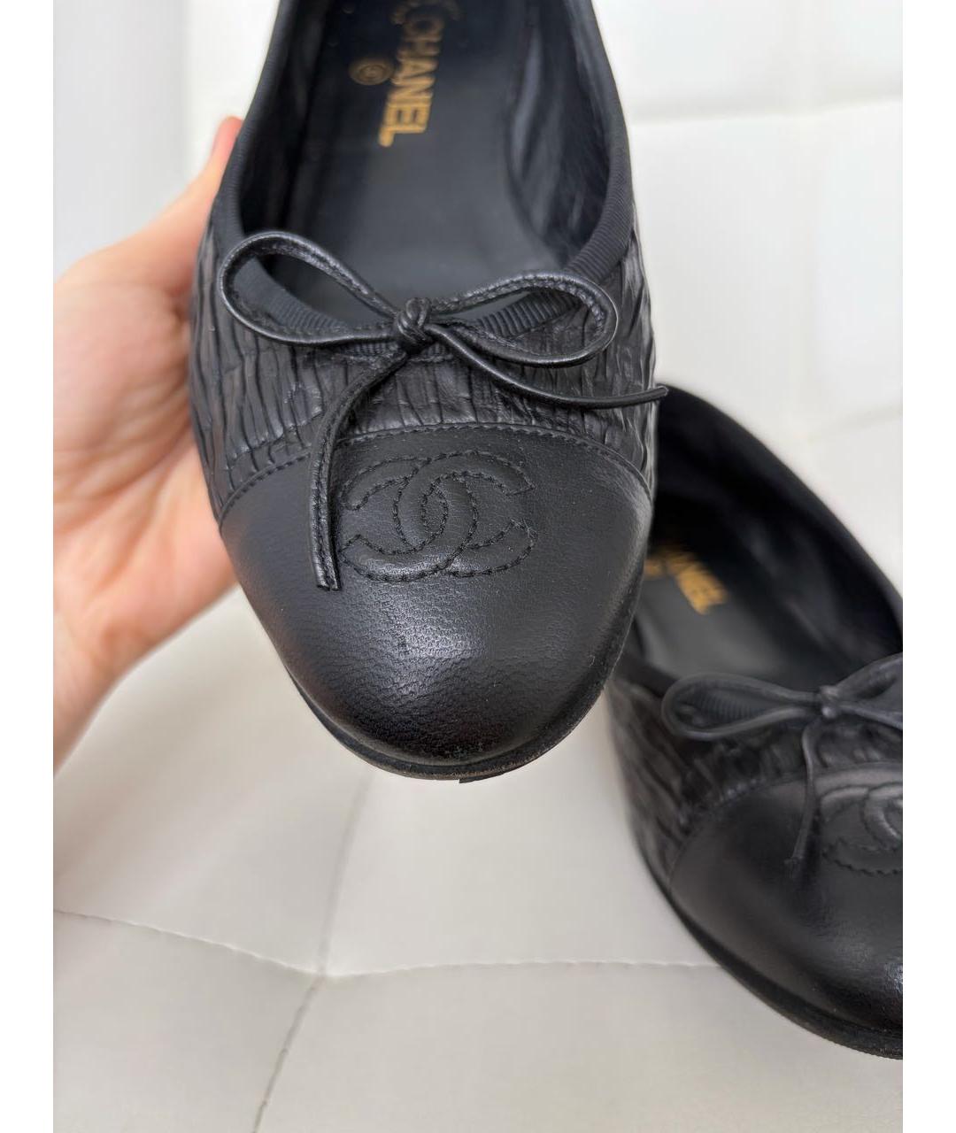 CHANEL Черные кожаные балетки, фото 6