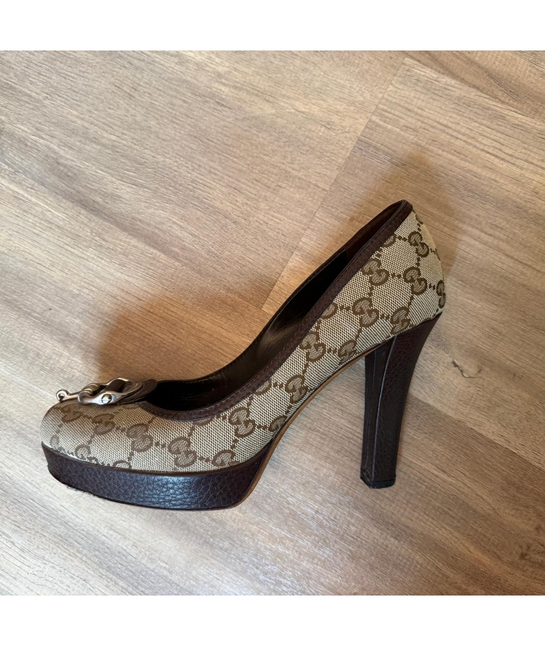GUCCI Бежевые синтетические туфли, фото 4