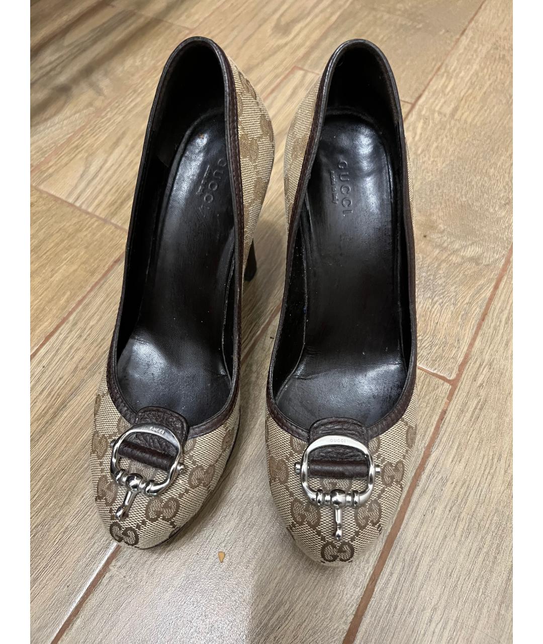 GUCCI Бежевые синтетические туфли, фото 5