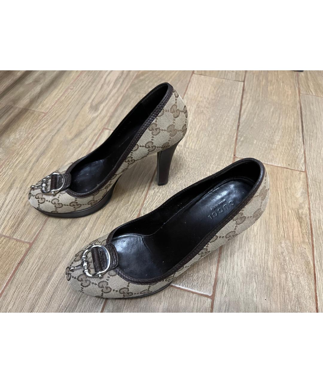 GUCCI Бежевые синтетические туфли, фото 2