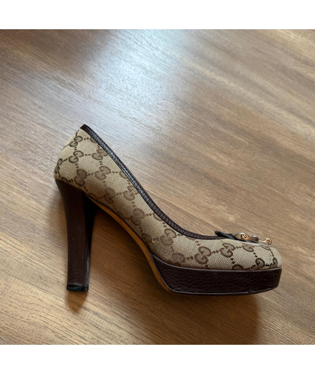 GUCCI Бежевые синтетические туфли, фото 6