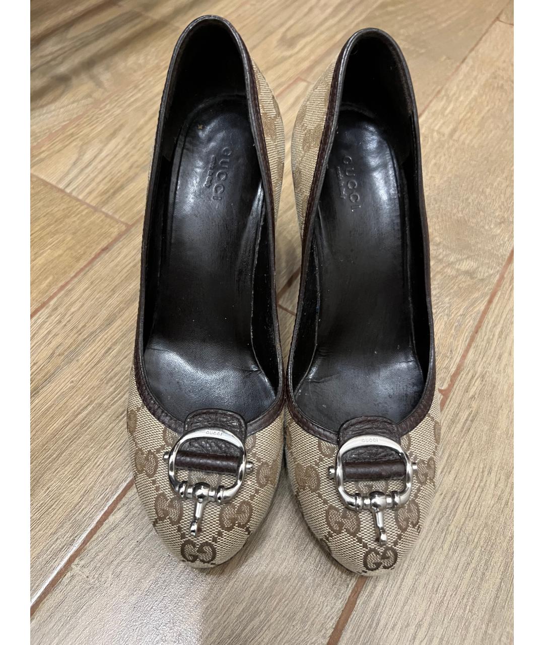 GUCCI Бежевые синтетические туфли, фото 3
