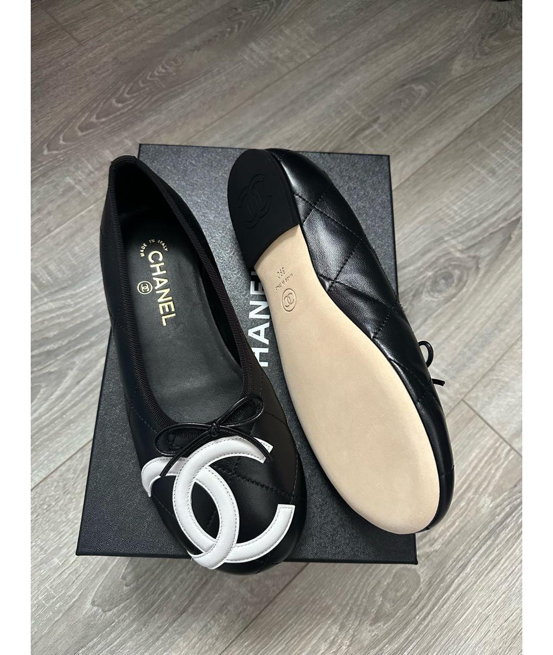 CHANEL Черные кожаные балетки, фото 3