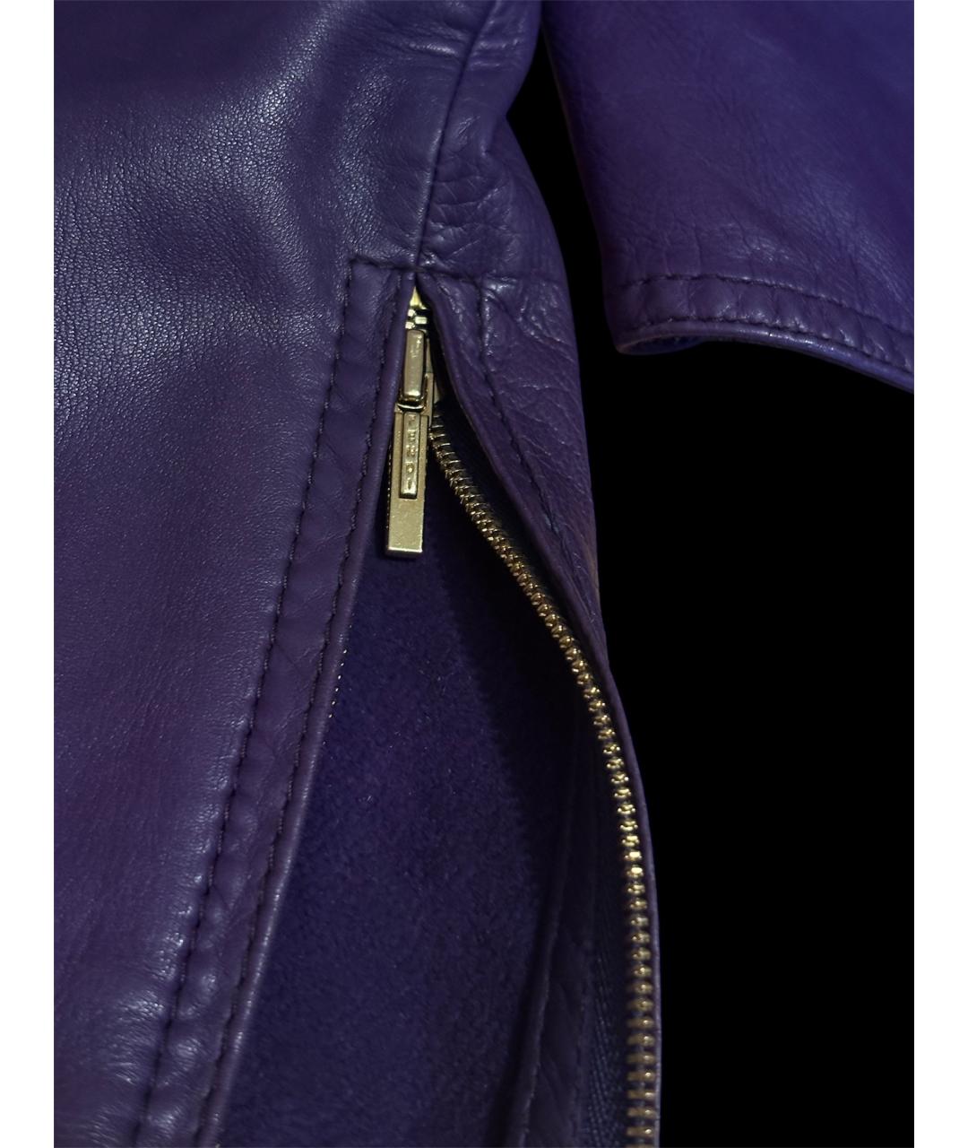 FENDI Фиолетовая кожаная куртка, фото 4