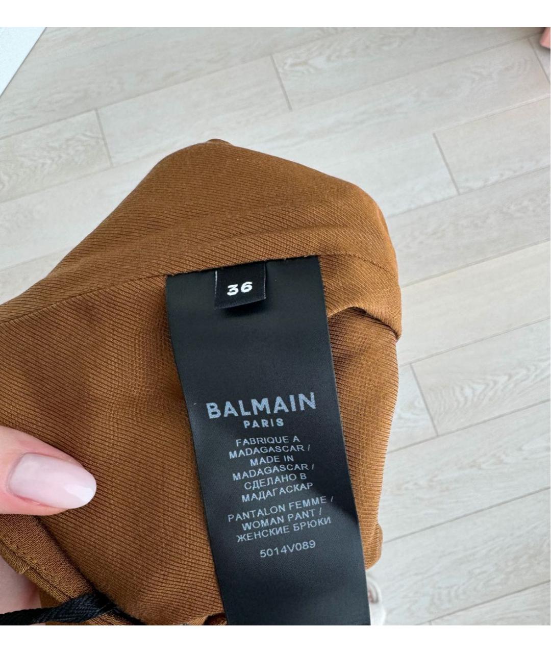 BALMAIN Коричневые шелковые шорты, фото 4