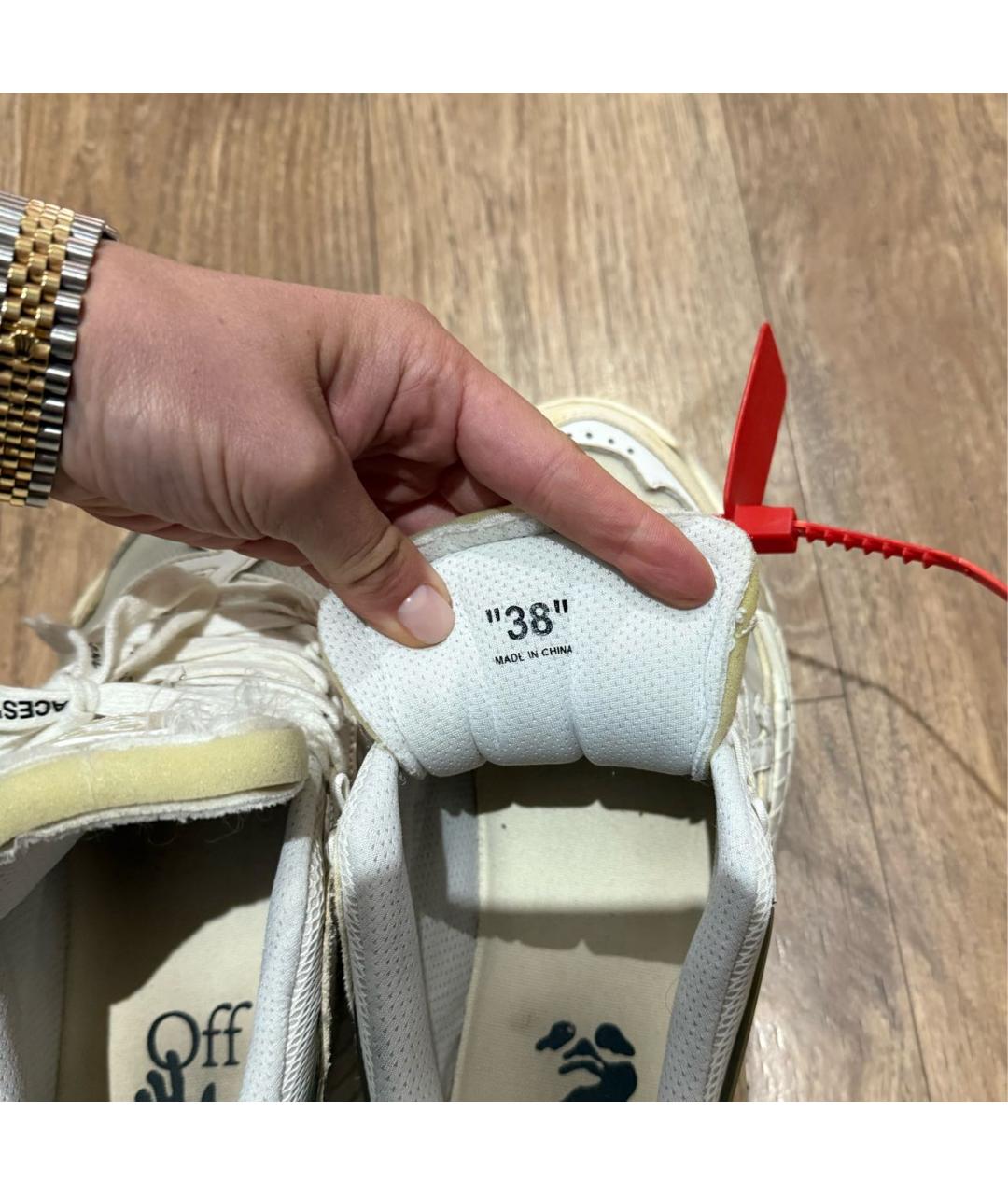 OFF-WHITE Белые кожаные кроссовки, фото 4